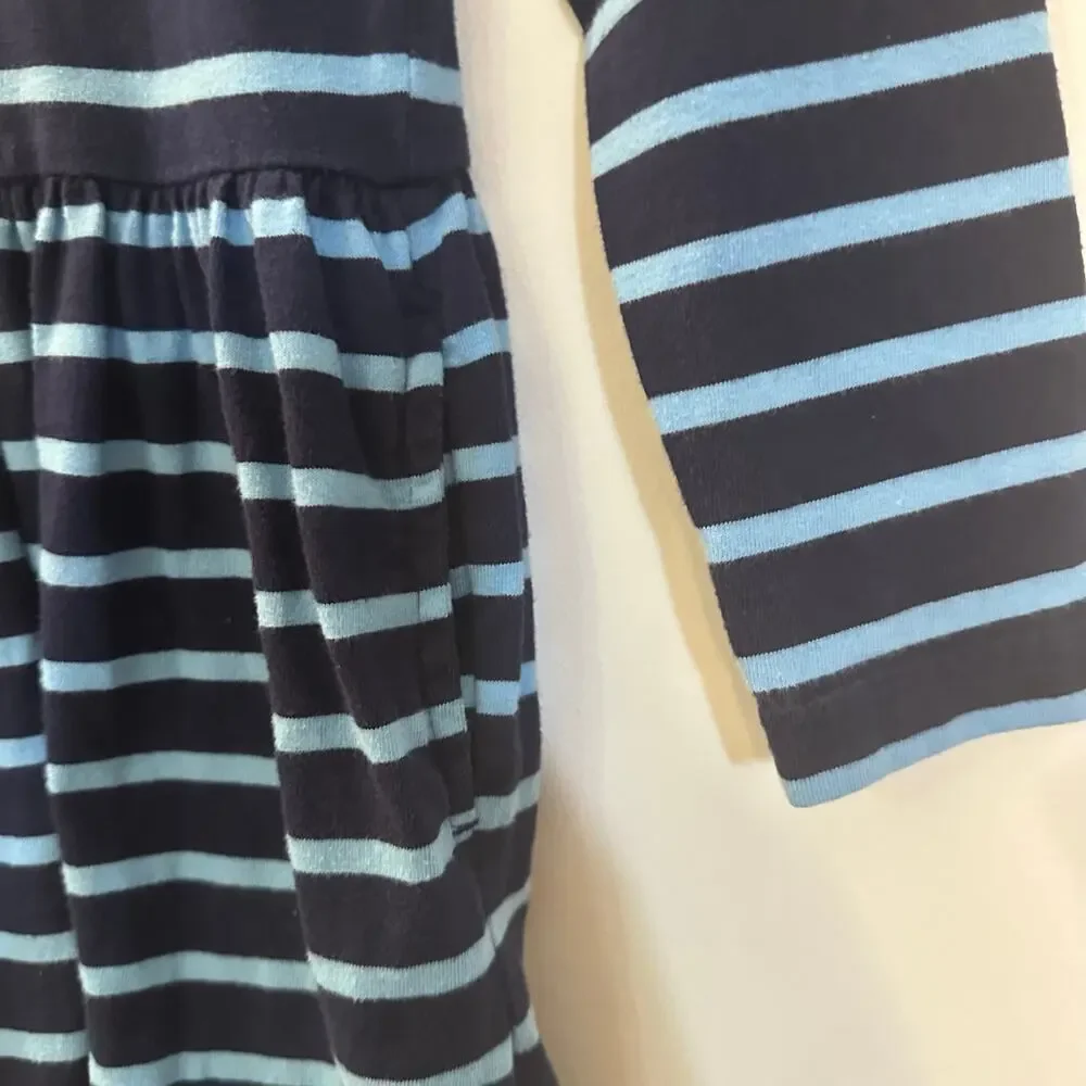 Primary Long Sleeve Striped Dress sz 8-9 Blue Stripe Casual Dress